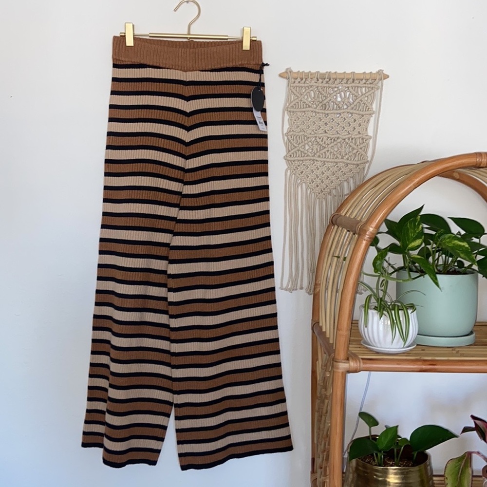Amuse Society Brown and Black Striped Pants